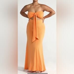 Fashion to Figure Sarah Rae Vargas Mermaid Maxi Set 2X NWT Orange Strapless